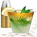 Gold Rim Plastic Party Cups – 9 Oz Disposable Plastic Tumblers 100 Count Clear Cocktail Glasses Tumblers Great Party & Hosting Supplies Wedding Showers Birthdays Bonus Decorative Star Design Conffeti