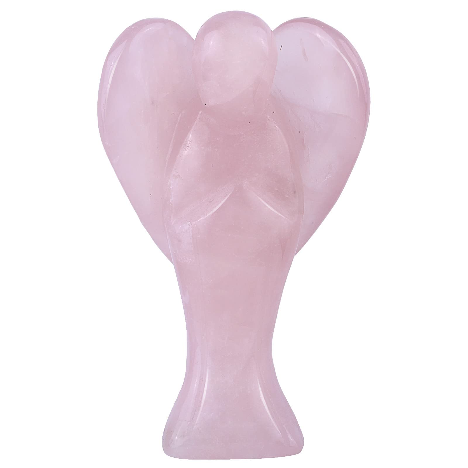 KYEYGWO 7.5 cm Rose Quartz Gemstone Angel Figurine, Healing Crystal Guardian Angel Talisman Hand Carved Pocket Stone Lucky Charm Fengshui Decor — image 1