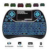 ANEWISH 2.4GHz RF Wireless Mini Keyboard with Touchpad Mouse Combo, Rechargable & Light & Handheld Smart Remote for Google Android TV Box,PS3,PC,PAD