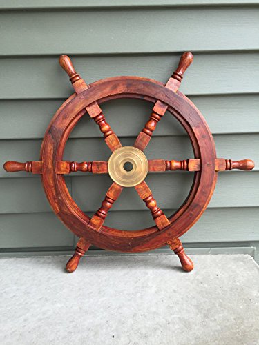 18" ships wheel - nauticalmart wood & brass wheel