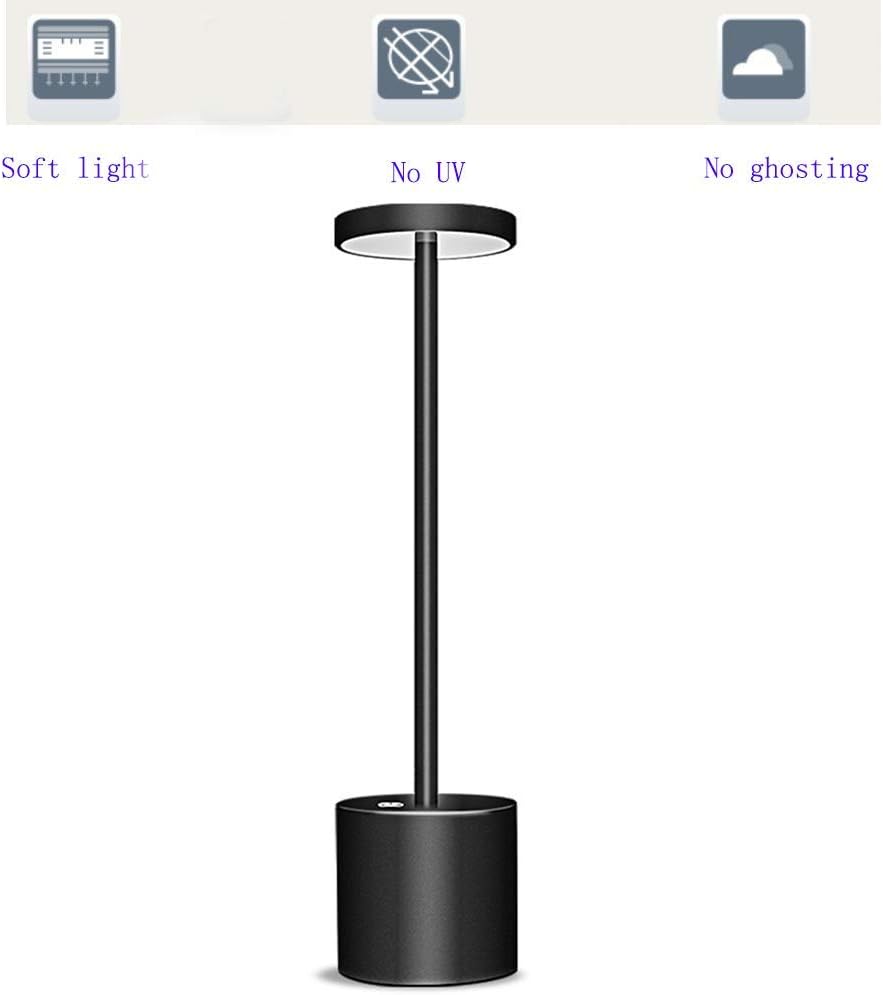 Modern European Aluminum Cordless Lamp, Eye Protection Table Lamp, Dining Table Lamp, Modern Hotel Energy Saving USB Charging Metal Led Table Lamp,Black [Energy Class A]