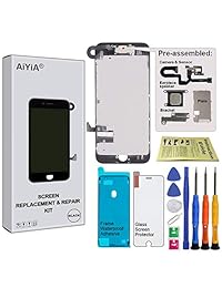 visualización digitalizador de visualización táctil LCD Asamblea con 3d Touch para el iPhone 7 Plus (5.5 inch) (con la cámara frontal de repuesto y sensor + Altavoz + Escudo Placa + Frame calcomanía de pegamento), Negro