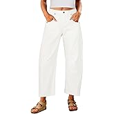 Utyful Barrel Jeans Women Cropped Baggy Trendy High Waisted Distressed Loose Stretch Denim Trouser Jeans with Pockets