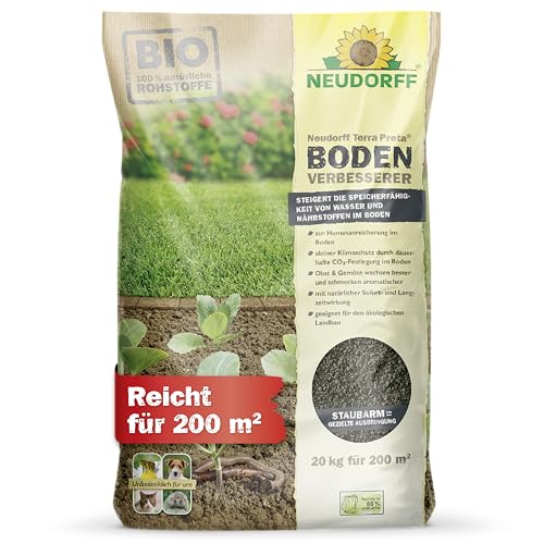 Neudorff Terra Preta BodenVerbesserer 20 kg für 200 m² - Bodenaktivator für Pflanzen aus 100% natürlichen Rohstoffen - Obst und Gemüse wachsen besser
