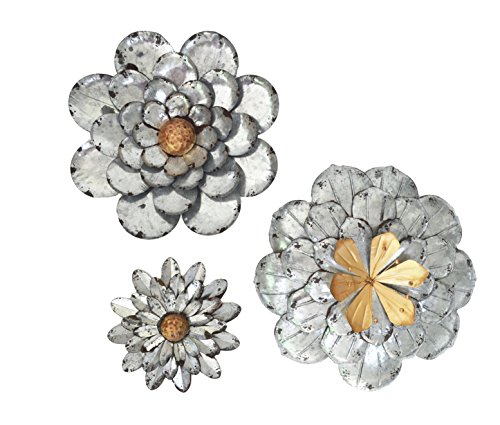 Galvanized Flowers Wall Décor Metal Flower Wall Art