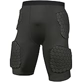 Kudusgot Padded Compression Shorts with Hip Protection5-Pads，Hip Thigh Protector Girdle Football Pants