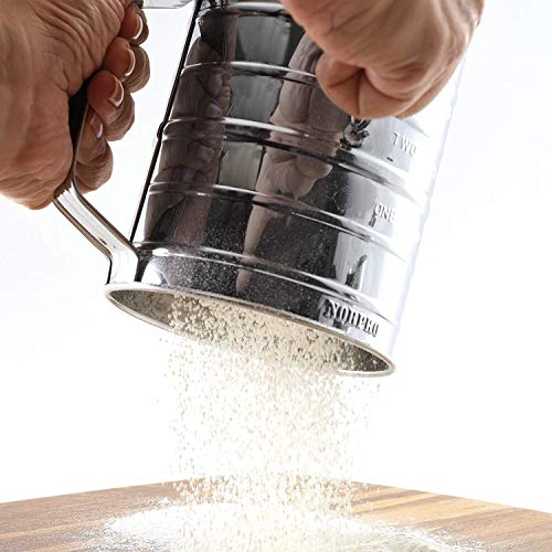 Flour Sifter Stainless Steel, Hand Crank Flour Sifter for Baking Almond Powdered Sugar Sifters -Fruits Vegetables Cleaning Sifting-Essential Kitchen Tools - Thumbnail 2