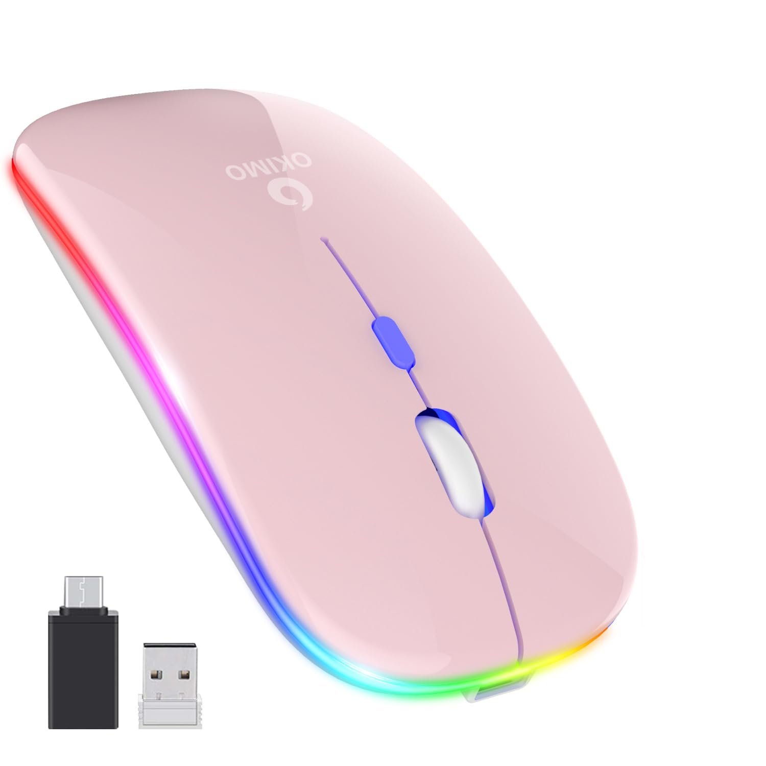 Photo 1 of ?Upgrade? LED Wireless Mouse, Slim Silent Mouse 2.4G Portable Mobile Optical Office Mouse with USB & Type-c Receiver, 3 Adjustable DPI Levels for Notebook, PC, Laptop, Computer, MacBook (Pink)