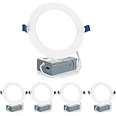 Meconard 4 Pack 6 Inch LED Recessed Ceiling Light, 2700K/3000K/3500K/4000K/5000K Selectable, Dimmable 12W=110W, 1050LM, IC Rated Can-Killer Downlights with Junction Box, ETL and Energy Star Listed