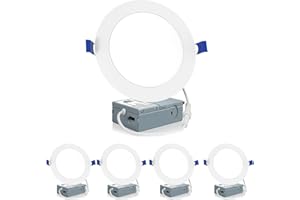Meconard 4 Pack 6 Inch LED Recessed Ceiling Light, 2700K/3000K/3500K/4000K/5000K Selectable, Dimmable 12W=110W, 1050LM, IC Rated Can-Killer Downlights with Junction Box, ETL and Energy Star Listed