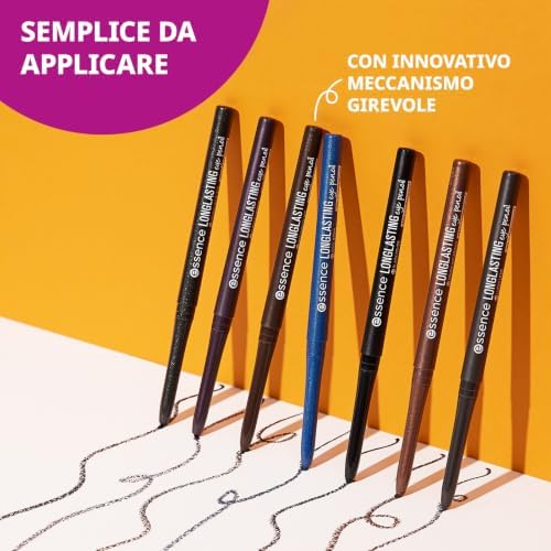 Essence Longlasting - Matita occhi lunga tenuta, 0.28 g, Nero (01 Black Fever), 1 pezzo