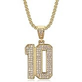 YOHAX Hip hop Jewelry Hip hop Necklace Stainless Steel Vacuum Gold Plated Set Number 10 Pendant Necklace Hip hop Men's and Women's Chain