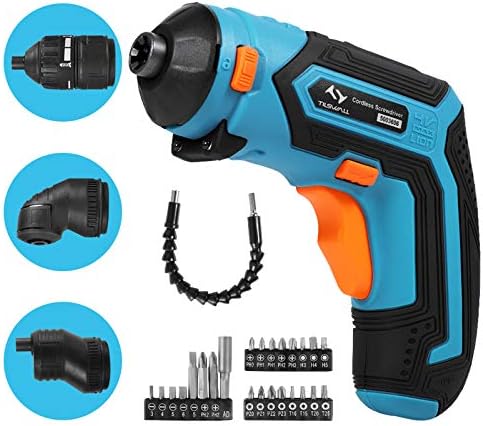 最新改良版 Tilswall 電動ドライバー Usb充電式 電動ドリルセット 変換ヘッド2つ付 トルク5nｍ 9段無段階調整可能 正転逆切り替え 00mah大容量電池 Led照明機能 使いやすい 24本ビットと1本延長棒付 収納便利 日本語取扱説明書付 28ヶ月品質保証