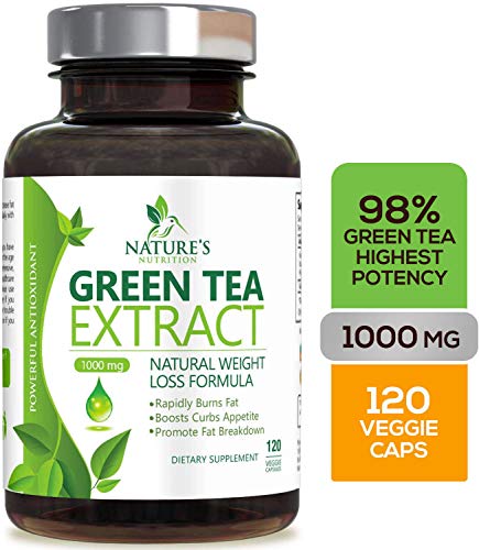 Green Tea Extract 98% Standardized with EGCG for Weight Loss 1000mg - Boost Metabolism for Healthy Heart - Antioxidants & Polyphenols - Gentle Caffeine, Fat Burner Pills, Made in USA - 120 Capsules