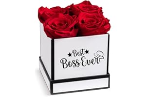Soho Floral Arts Best Boss Gift | Genuine Roses that Last for Years | Best Boss Gifts For Women or Men | Bosses Day Gifts Flowers For Delivery For Worlds Best Boss | Rose Box Flowers For Delivery