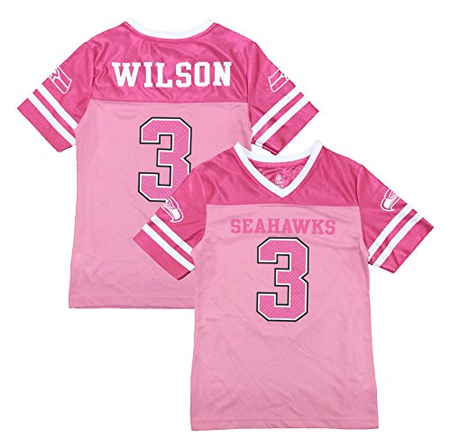 Russell Wilson Seattle Seahawks #3 Pink Dazzle Girls Youth Jersey