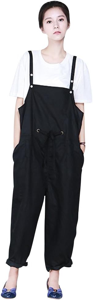 KEWLKATS Womens Loose Fitting Cotton Linen Jumpsuits Overalls Pants With Pockets