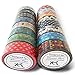 Premium Washi Masking Tape Collection (SET OF 16) by Kimono Tape - Vibrant Decorative Japanese Paper Tapes - Special Edition II