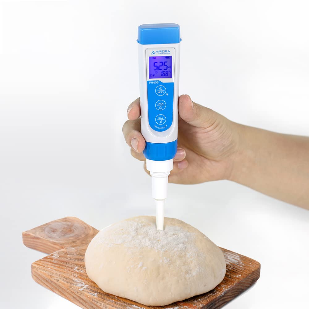 Apera Instruments Premium-Series PH60S Food pH Pocket Tester Kit, Swiss Spear pH Electrode, ±0.01 pH Accuracy, -2.00-16.00 pH Range (AI313)