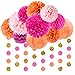 NICROLANDEE Fall Decorations Pack -Orange Pink Paper Lanterns Tissue Flower Pom Poms Gold Glitter Garland for Thanksgiving Fall Wedding Bridal Baby Shower Home Decor