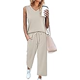 CHICZONE Two Piece Summer Sets for Women Casual Travel Vacation Outfits Wide Leg Crop Pants Lounge Sets