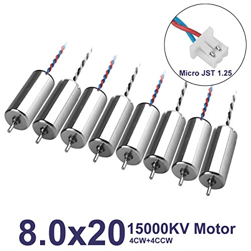 8pcs 8020 Motor 8x20mm 15000KV Brushed Motors 4CW 4CCW Coreless Motor with JST-1.25 Connector for Tiny 7X Beta75s Frame Kit
