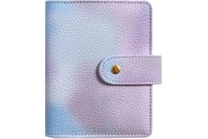 AXEWOODZ A7 Binder, PU Leather Notebook Binder, Purple Tone Pearl Personal Organizer Binder Cover, 6-Ring Wallet Binder with Snap Button Closure, Refillable Budget Journal Binder Folder (A7, Purple Tone)
