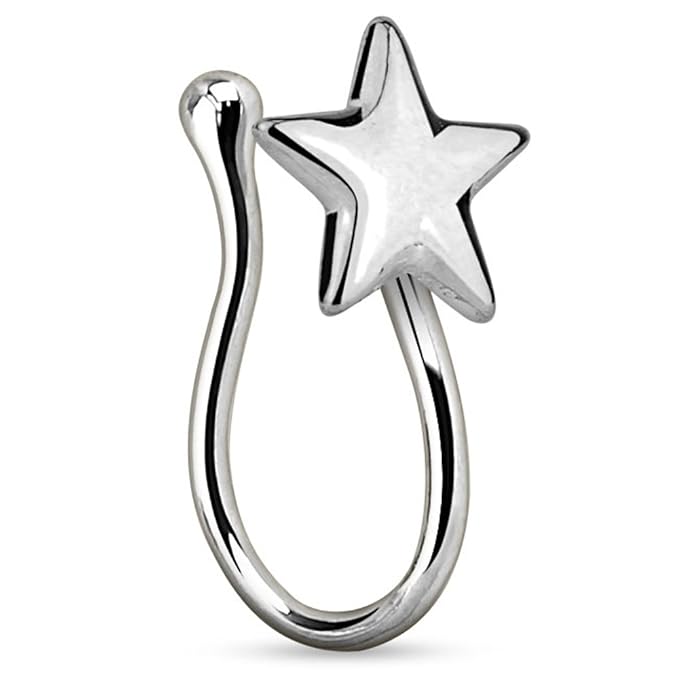 Piercingfaktor Fake Ring Piercing Nasenpiercing Hoop Messing mit Stern