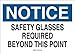 Brady 22626 Plastic Eye Protection Sign, 7" X 10", Legend "Safety Glasses Required Beyond This Point" - Black/Blue on White primary