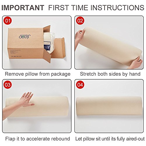 Jiaao Half-Moon Bolster Pillow for Back Pain Memory Foam Knee Support Pillow for Side & Back Sleepers, Orthopedic Half Round Leg Elevator for Sleep, Including Bonus Cover with Invisible Zipper, Gray
