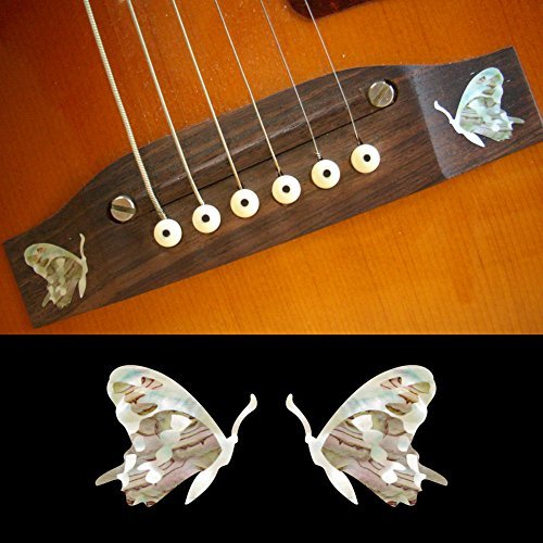 Inlay Stickers for Acoustic Guitar Bridge - Butterfly (L&R Set) - White Pearl