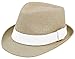 Eqoba Man and Women's Summer Short Brim Natural Straw Fedora Hat, White