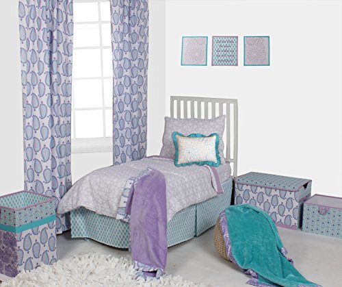 Bacati Petals/Floral Girls Muslin 4 Piece Toddler Bedding Set, Lilac