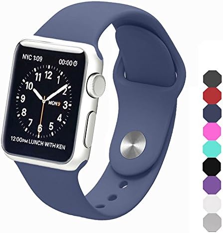 Sxciw Soft Silicone Sports Replacement Wristband for Apple Watch, 38 mm, Midnight Blue, Medium/Large