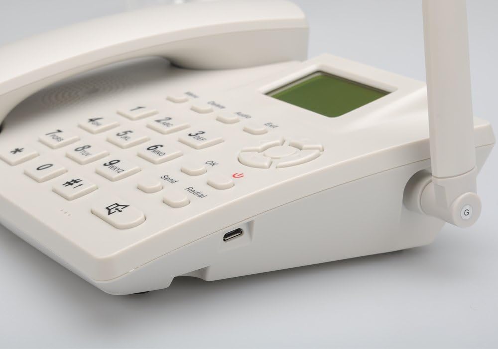 BW Wireless Quad Band GSM Desk Phone - 2.4 Inch LCD Screen, Rechargeable Battery, Caller ID, Redial, Hands Free Functions - White - Image 3