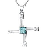 YueYuan Cross Necklace for Women 925 Sterling Silver Nail/Jerusalem/St Brigid’s/Turquoise Dove Pendant Christian Gifts for Women Men Christmas Birthday Anniversary