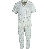 PJ Couture Women's Vacation Stamps Notch Collar Short Set