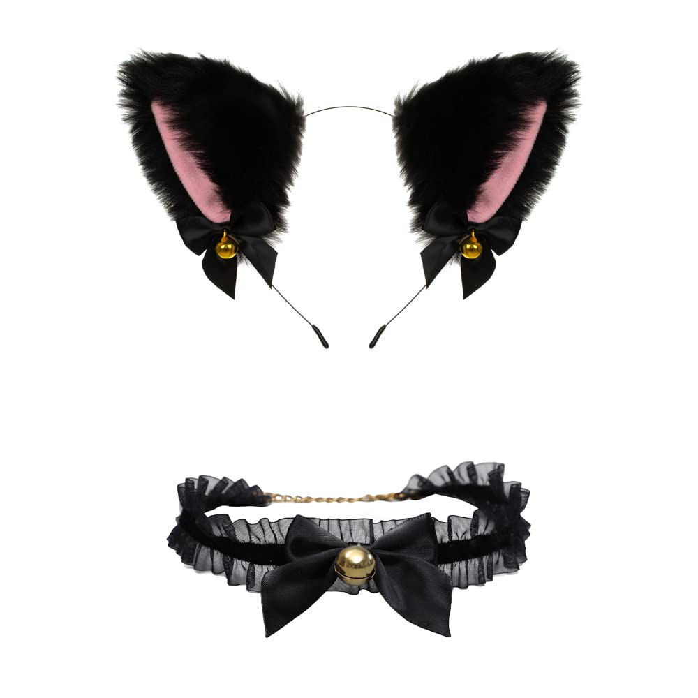 Photo 1 of Animal Faux Fur Cat Dog Ears Headbands with Bells Lovely Flexible Hair Accessory Halloween Cosplay Costume Party Dress Girls (A19-combo set-3)