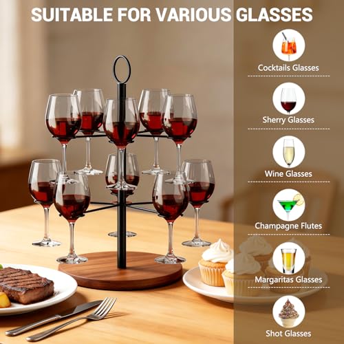 CLOPAE Torre de bebidas extraíbles, torre de champán, 2 estantes, 10 copas de Aperol Tower, soporte de árbol para fiestas, bodas, pubs, fiestas familiares