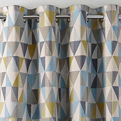 Next Textured Geo Print Eye Let Curtain Pair Width 180 Drop 90