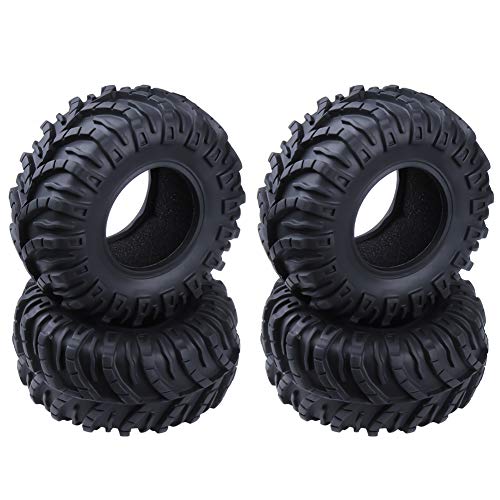 Hobbypark OD 128mm 2.2 inch Tires with Foam Inserts Beadlock Wheel Rims Tyres for 1/10 RC Rock Crawler Truck Replacement (4-Pack)