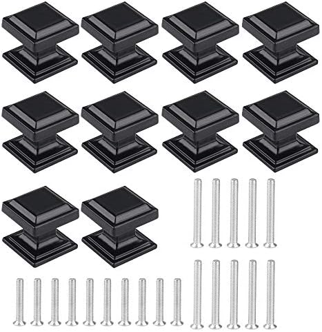 Cabinet Knobs Dresser Handle Drawer Pull Kitchen Cupboard Hardware 10pcs Square Black
