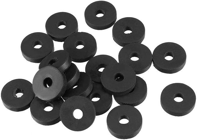 sourcingmap Rubber Flat Washers 13mm OD 4mm ID 3mm Thickness for Faucet Pipe Water Hose Pack of 20, Black, 13mmx4mmx3mm