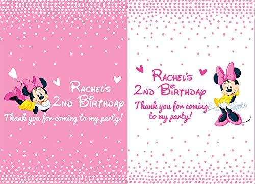 Set of 18 Personalized Birthday Party Lip Balm Stickers with Minnie Mouse Theme Baby Pink (Digital Download)