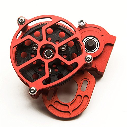 MOHERO Aluminum Center Transmission Case/Gearbox with Straight Gear for 1/10 Axial SCX10 RC Model Crawler Car (Red)