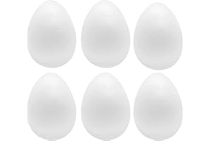 FFchuanhe 6 Pack 6 inchs Craft Foam Eggs, Polystyrene Foam Eggs Use for Easter, Halloween, School, Home DIY Projects.