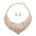 Yuhuan Women's Luxury Rhinestone Statement Necklace Earrings Gold Wedding Costume Jewelry Set
