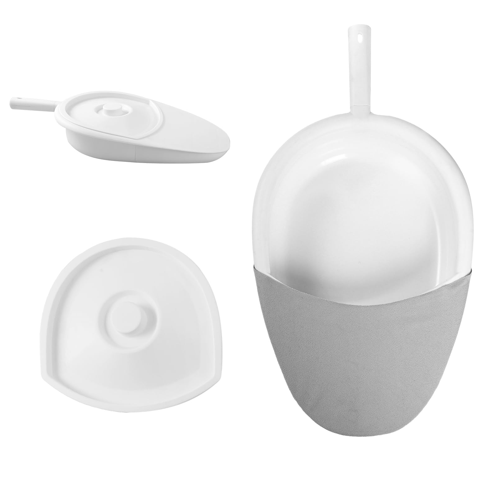 Bedpans with Anti-Odor Cover for Men and Women, Bed Pan with Detachable Handle and Lid, Portable Bed Urinal, Easy to Clean