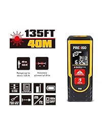 Prexiso 131 ft 40 m Laser Distance Meter Rangefinder Digital Portátil Medidor cinta Diastimeter con retroiluminación LCD