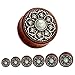 KUBOOZ(1 Pair) Vintage Wood Opal Center Flower Ear Plugs Tunnels Gauges Stretcher Piercings